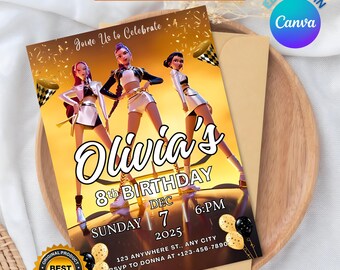 Tarjeta de cumpleaños personalizada de anime K-Pop, inspirada en Huntrix, invitación de 5 x 7 pulgadas (descarga digital)