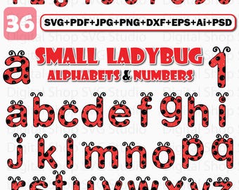 Fuente del alfabeto de mariquitas (svg, png, jpg, pdf) (Descarga digital)