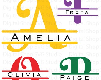 Alfabeto monograma dividido SVG: Archivos de corte para Cricut y Silhouette (descarga digital)