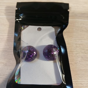 Purple glitter stud earrings
