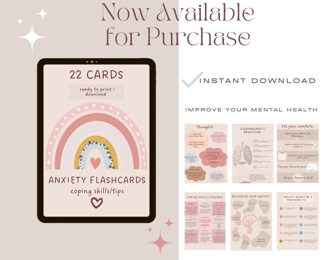 Unique Anxiety Flash Cards Digital Download - Breathing Mechanisms ...