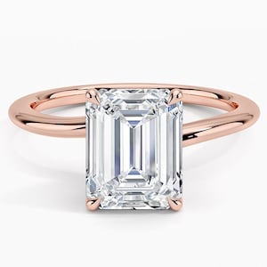 1-5 Carat Lab Grown Diamond Ring 14K Gold Emerald Cut Solitaire Engagement Ring, Emerald Cut Diamond Ring, 4 Prong Engagement Proposal Ring