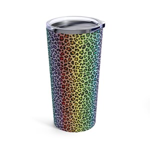 Leopard Rainbow Tumbler Colorful Leopard Print Rainbow Double Wall Insulated Tumbler 20oz Multicolored Leopard Print Tumbler imagem 5