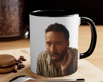 Nicolas Cage Face Accent Coffee Mug, 11oz