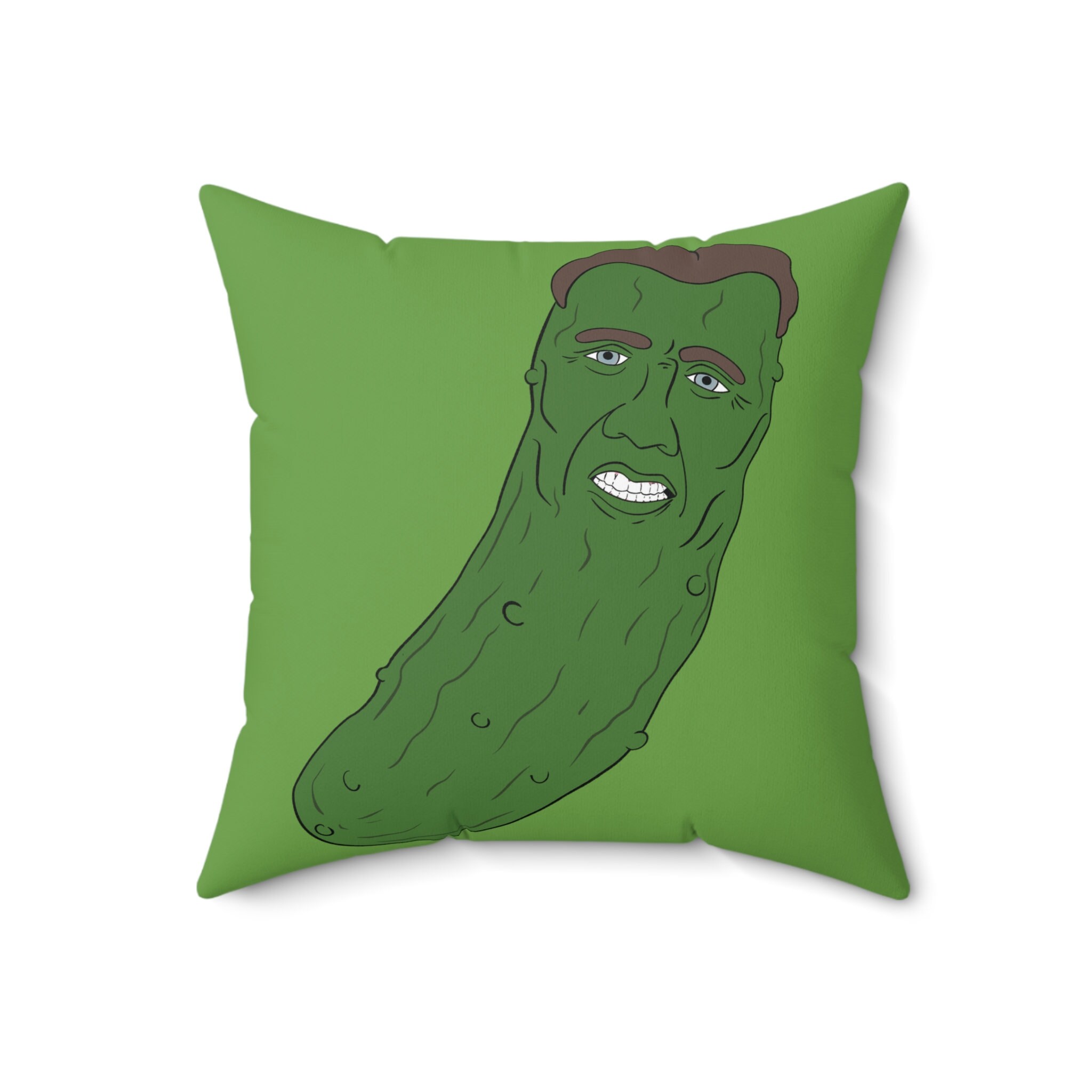 Picolas Cage Faux Suede Square Pillow Nick Cage as a Pickle Funny Meme Home Decor Nicolas Cage Pikolas Cage Etsy