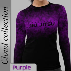 Rashguard dames - BJJ - Jiu Jitsu - Jiu Jitsu-logo optioneel - Cloud Collection - paars