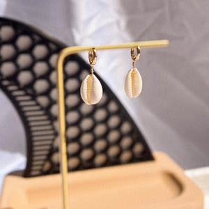 Cowrie Shell Dainty Gold Hoops