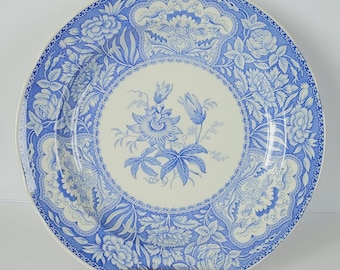 Paar Spode The Blue Room-borden in "bloemen"-patroon, 10 inch, gemaakt in Engeland
