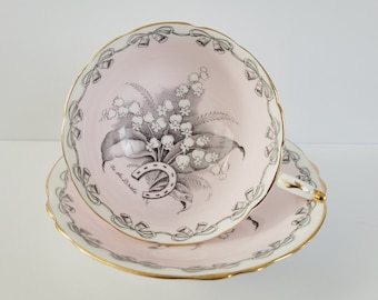 PARAGON Pink To the Bride Double Warrant Teacup and Saucer, 1940s