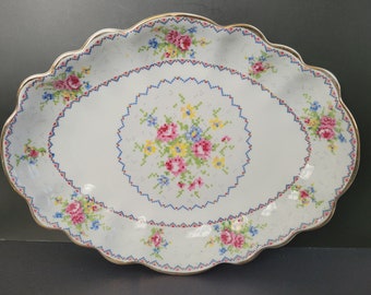 ROYAL ALBERT Petit Point 10 inch Oval Platter 1940s