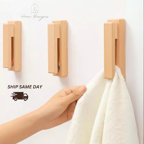 Premium Wooden Multi-purpose Hooks and Clothes Pin for Minimalist Bathroom Style Decoration, Perfect Housewarming Gift for Friend and Family