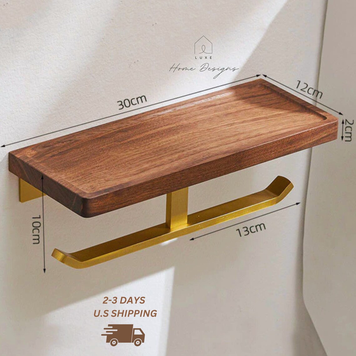Premium Wall Mounted Toilet Paper Holder with Shelf