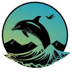 Adesivo Delfino che cavalca le onde - 2 adesivi