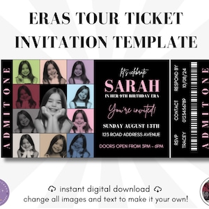 Benutzerdefinierte Eras Tour Themen-Einladungsvorlage | Eras Tour Ticket einladen | Personalisierte Eras Tour Einladung | Eras Tour Party einladen