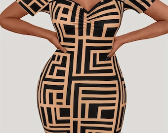 Dames plus size minijurk met sweetheart hals en korte mouwen
