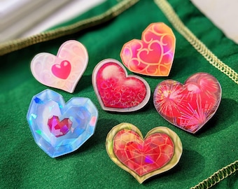 Legend of Zelda Heart Containers Holographic Pins