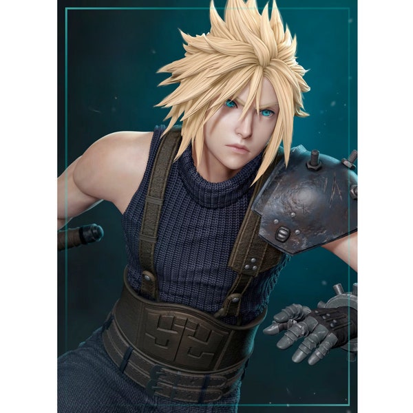 Cloud Strife Inspired - Final Fantasy VII Rebirth/ Remake 3d printed statue figure 75mm/ 178mm Fan Art