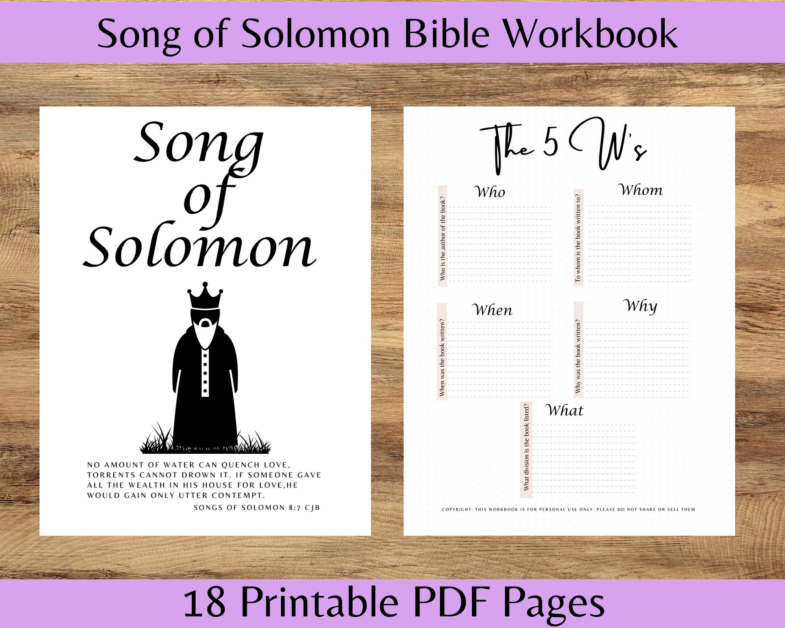Solomon Notebook Song of Solomon Digital Bible | Pastor Workbook | Bible Teachers |torah ...