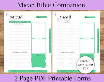 Micah Digital Worksheets, Bible Teachers, Torah Teachers, Scripture Journal, Bible Notepad, Students Notebook,8.5X11, Hebrew Roots Sheet
