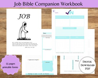 Job Bible Workbook | Pastor Digital Book |Bible Teachers |Torah Teachers| Scripture Journal |Bible Notepad | Students Notebook | 8.5X11