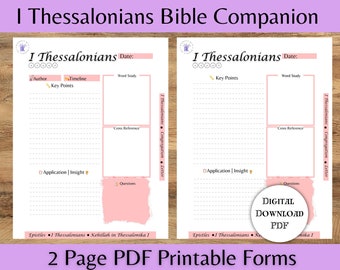 I Thessalonicenzen Digitale werkbladen, Bijbelleraren, Torah-leraren, Schriftdagboek, Bijbelkladblok, Studentennotitieboekje, 8.5X11, Hebreeuwse wortelsblad