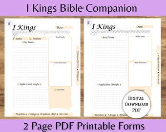 I Reyes Hojas de trabajo digitales, Maestros de la Biblia, Maestros de la Torá, Diario de las Escrituras, Pastor, Bloc de notas bíblico, Cuaderno de estudiantes, 8.5X11, Hoja de raíces hebreas