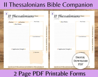 II Thessalonicenzen Digitaal werkblad, Bijbelleraren, Torah-leraren, Schriftdagboek, Bijbelkladblok, Studentennotitieboekje, 8.5X11, Hebreeuwse wortelsblad