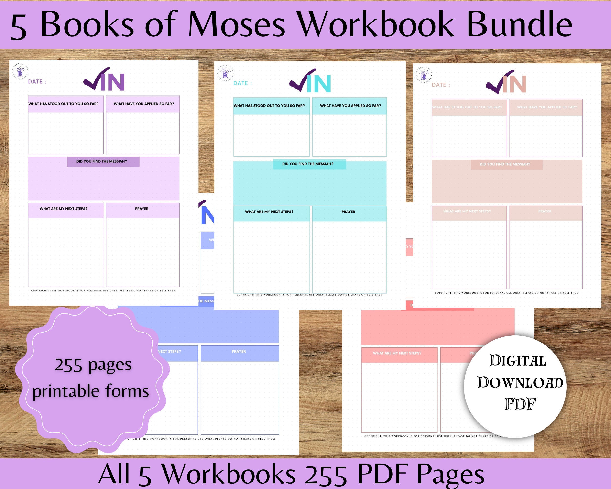 Digital workbooks on the Book of Moses.