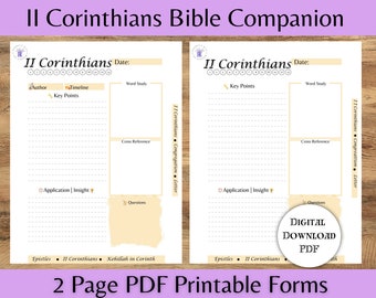 Hojas de trabajo digitales de II Corintios, Maestros de la Biblia, Maestros de la Torá, Diario de las Escrituras, Bloc de notas de la Biblia, Cuaderno de estudiantes, 8.5X11, Hoja de raíces hebreas