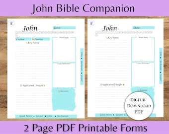 Hojas de trabajo digitales de Juan, Maestros de la Biblia, Maestros de la Torá, Diario de las Escrituras, Pastores, Bloc de notas de la Biblia, Cuaderno de estudiantes, 8.5X11, Hoja de raíces hebreas