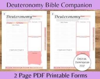 Deuteronomy Digital Worksheets| Bible Teachers|Torah Teachers|Scripture Journal| Bible Notepad| Students Notebook| 8.5X11 |HebrewRoots Sheet