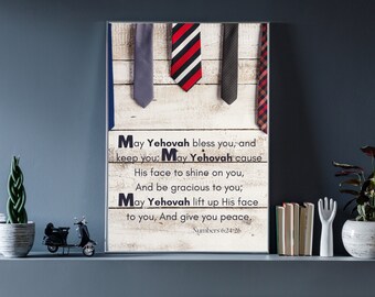 Scripture Wall Art | Men | Fathers | Sons | Brothers | Pastors | Torah Teachers | Numbers 6:24-26 | Bible Teachers | Teachers