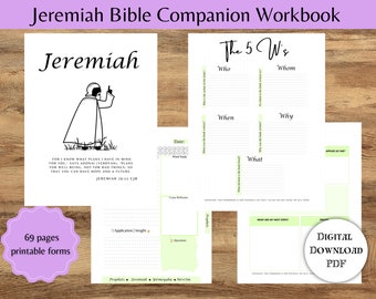 Libro de trabajo bíblico de Jeremías /Libro digital del pastor /Maestros de la Biblia / Maestros de la Torá/Diario de las Escrituras /Bloc de notas de la Biblia /Cuaderno de estudiantes / 8.5X11