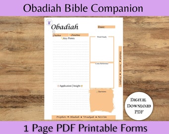 Obadja Digitaal Werkblad, Bijbelleraren, Thoraleraren, Schriftdagboek, Bijbelkladblok, Studentennotitieboekje, 8.5X11, Hebreeuws Wortelblad