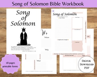 Song of Solomon Digital Bible | Pastor Workbook | Bible Teachers |Torah Teachers|Scripture Journal|Bible Notepad | Students Notebook| 8.5X11