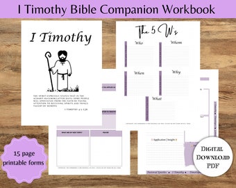 I Timothy Digitale Bijbel| Pastoorwerkboek | Bijbelleraren | Tora-leraren | Schriftendagboek | Bijbel Kladblok | Studentennotitieboekje | 8,5X11
