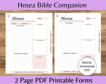 Hosea digitale werkbladen, Bijbelleraren, Torah-leraren, Schriftdagboek, Bijbelkladblok, Studentennotitieboekje, 8.5X11, Hebreeuwse wortelsblad