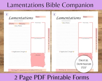 Hojas de trabajo digitales de Lamentaciones, Pastor, Maestros de la Biblia, Maestros de la Torá, Diario de las Escrituras, Bloc de notas de la Biblia, Cuaderno de estudiantes, 8.5X11