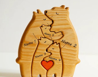 Bear Family Puzzle | Custom Wooden Bear Family Name Puzzle | Personalized Puzzle Gifts for Parents | Baby name puzzle | Custom Puzzle