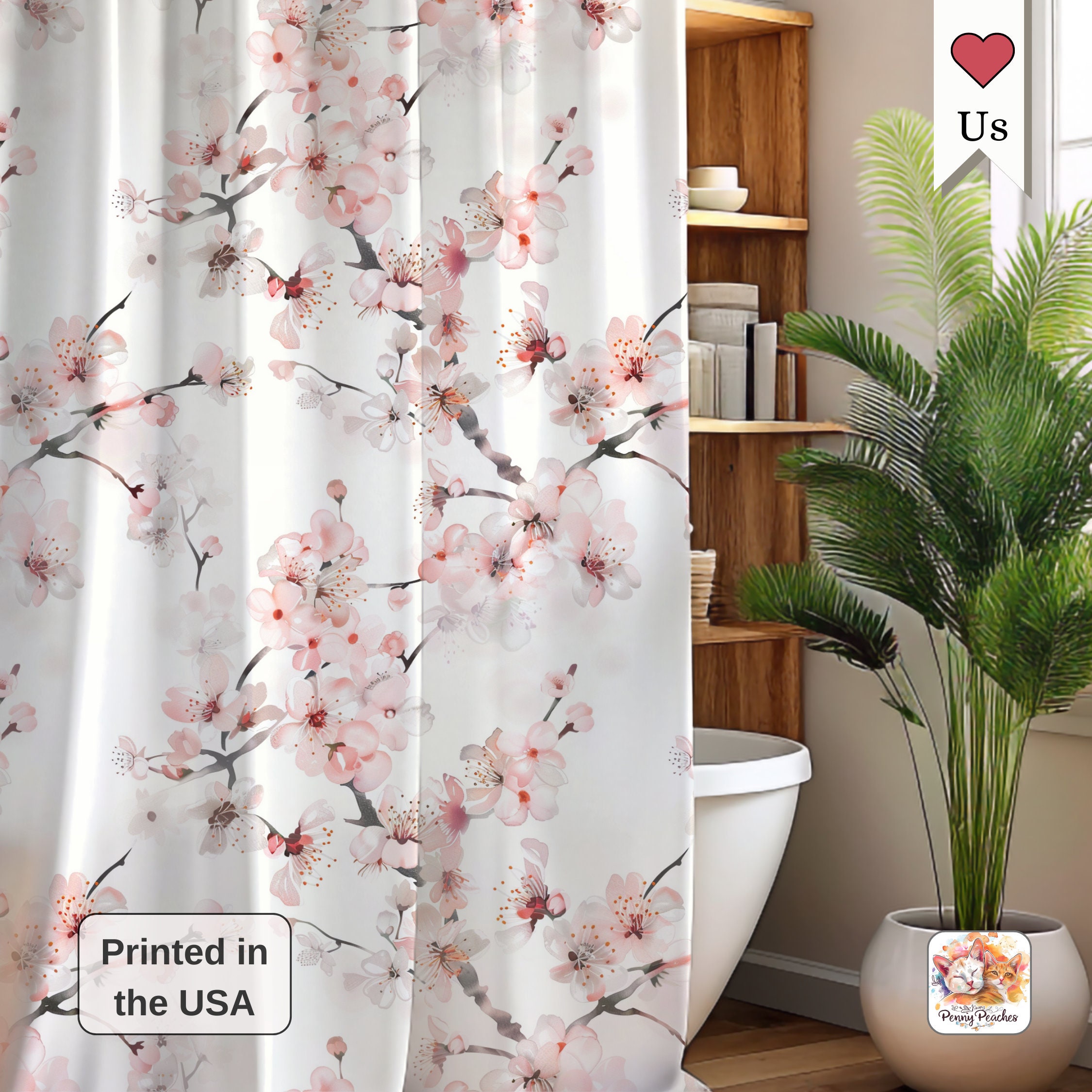 Cherry Blossom Shower Curtain: Pink Floral Bathroom Decor - Etsy