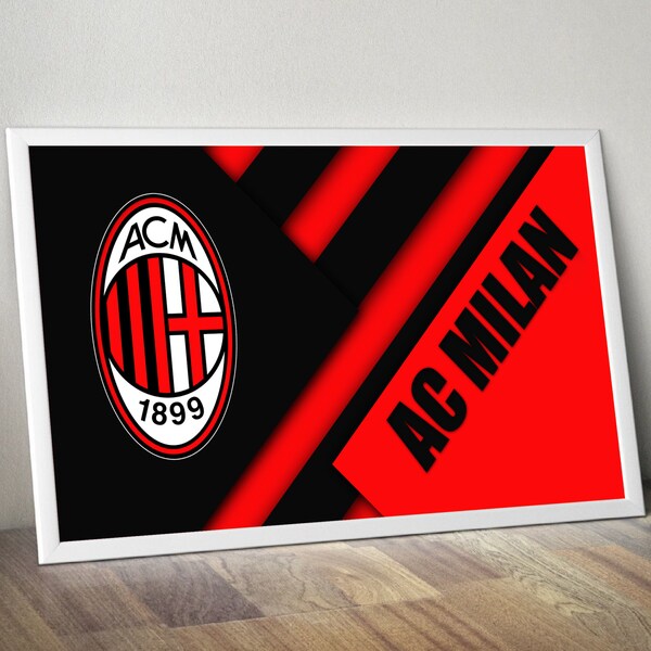 AC MILAN Football Club Serie A Italy Soccer Team Material Design Logo Sport Home Decor Wall Art Print Poster/Canvas Inspirational Fan Gift