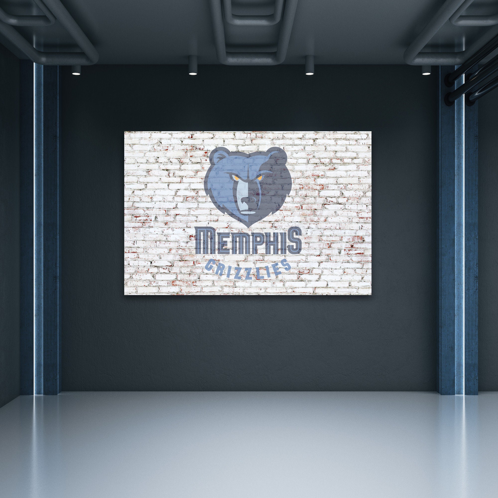 MEMPHIS GRIZZLIES on Brick Wall Sign NBA Basketball Team Logo Sport Gym
