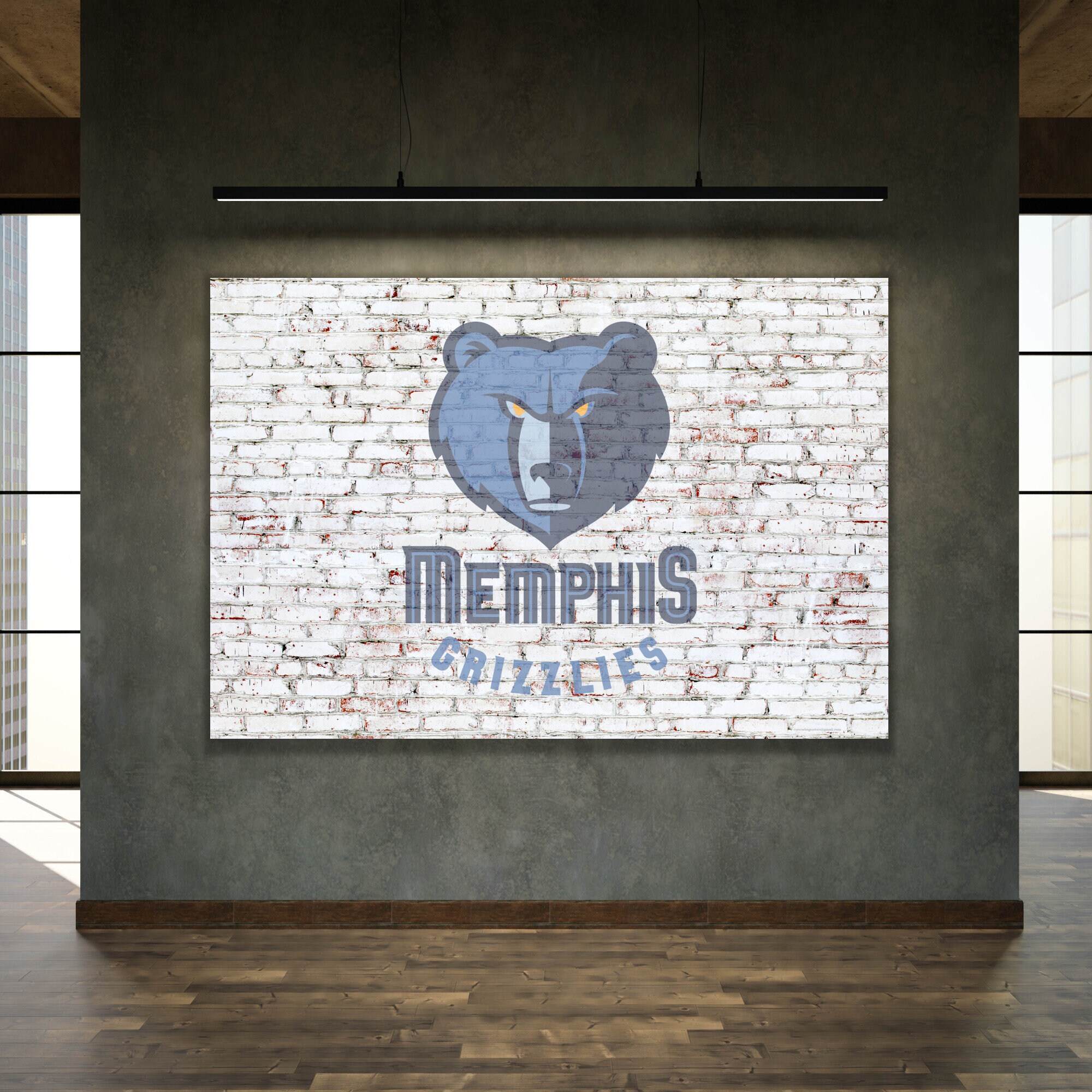 MEMPHIS GRIZZLIES on Brick Wall Sign NBA Basketball Team Logo Sport Gym