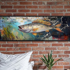 Striped Bass Wall Art Print – Fishing Decor, Ocean Fish Art, Nautical Home Artwork, Marine Wildlife Art