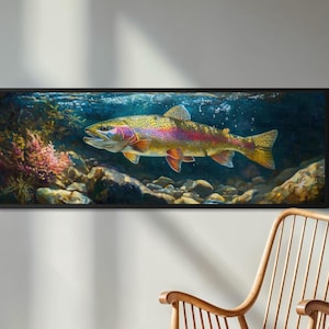 Rainbow Trout Wall Art Print – Fishing Decor, Freshwater Fish Painting PRINT, Lake Cabin Artwork, Angler Gift