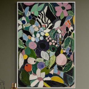 Abstract Floral Wall Art - Colorful Modern Canvas, Vibrant Boho Nature Decor, Contemporary Flower Print for Living Room or Above Bed