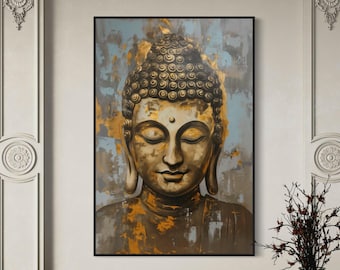 Serene Buddha Art - Spiritual Zen Decor for Yoga Studio, Meditation Room, and Tranquil Home Spaces - Buddha Canvas Print and Mantra Wall Art