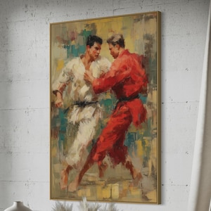 Judo Art Print – Dynamic Martial Arts Painting PRINT, Judo Fighters in Action, Sports Wall Art, Combat Sports Decor, Judo Gift