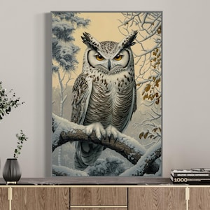 Snowy Owl Portrait - Stunning Winter Owl Painting Print for Bird Lover Gifts and Farmhouse Decor, Perfect Wildlife Art Print