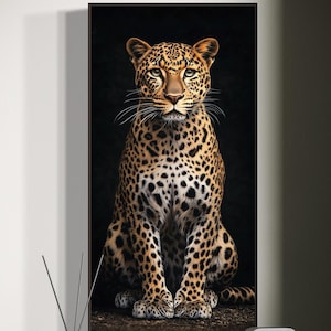 Leopard Wall Art - Bold Wildlife Canvas Print, Jungle-Inspired Animal Decor, Safari Theme Artwork, Elegant Big Cat Portrait for Living Room